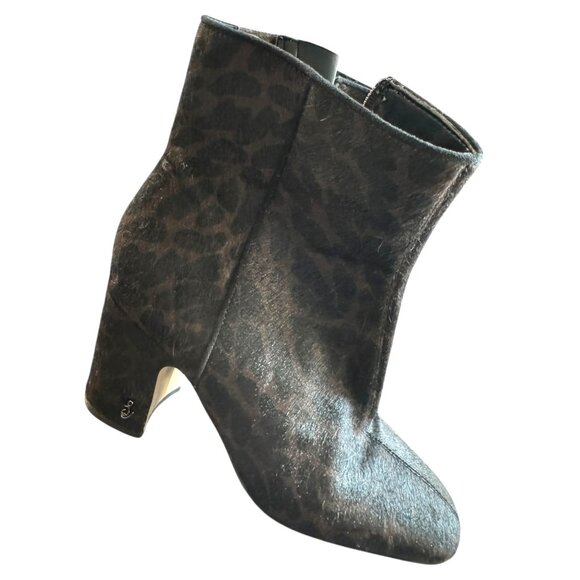 Sam Edelman Leopard Print Calf Hair Ankle Boots Size 6 NWOT - Picture 1 of 9
